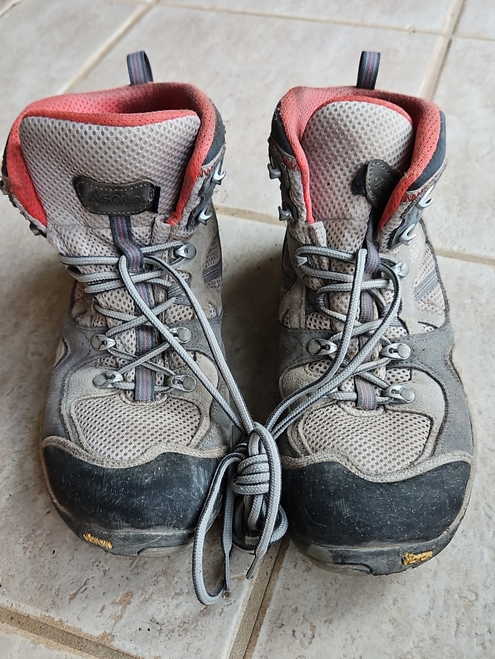 Women's Gray Asolo Hiking Boots with Coral Interior